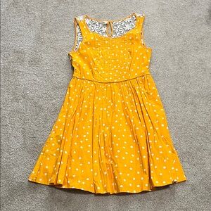 Anthropologie Orange Polka Dot Dress with Lace Back